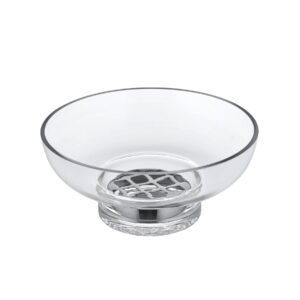MIYABI Japanese Ikebana Clear Glass Vase - 4" Height with Flower Grid